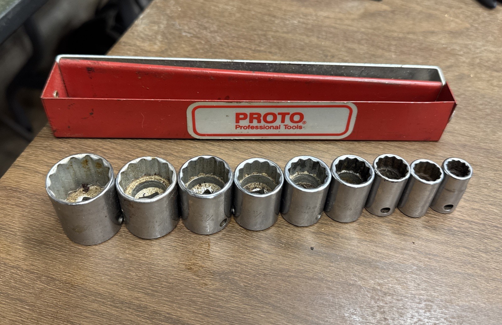 Proto Professional Tools 3/8” Drive 12 Point Socket Set W/ Metal Case USA 5200 D