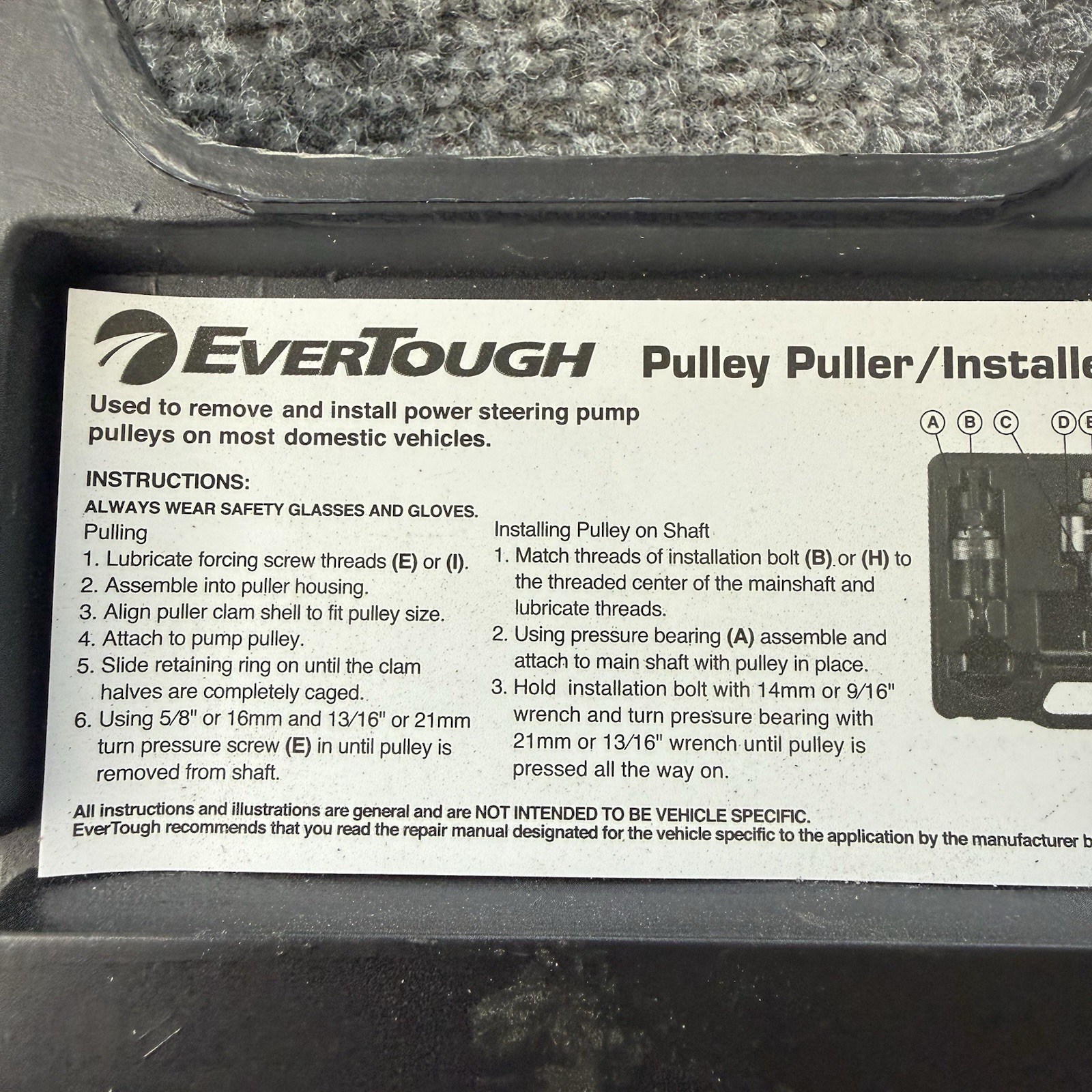 EverTough 67010 Power Steering Pulley Puller Installer Case – INCOMPLETE / PARTS