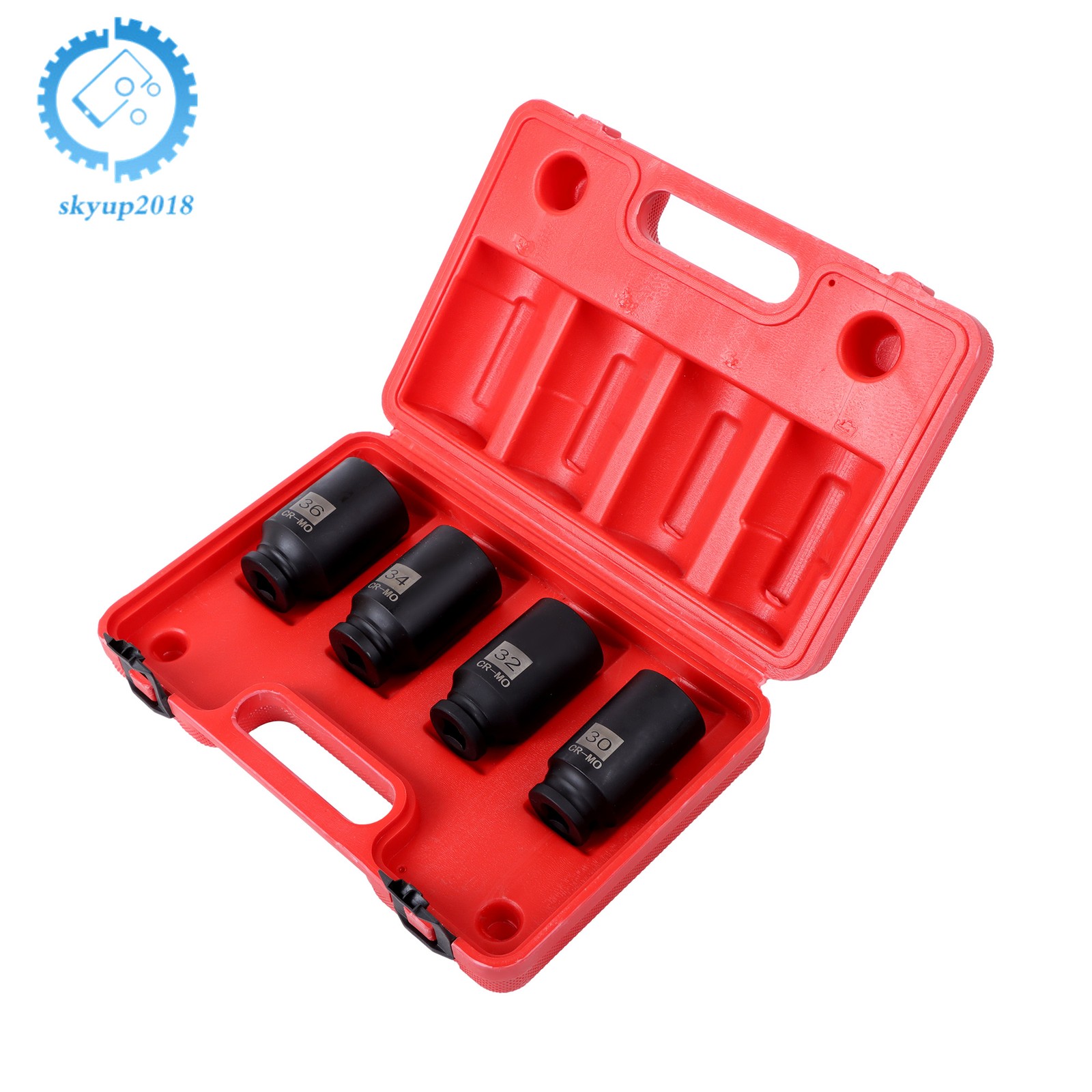 4Pcs 30mm 32mm 34mm 36mm 12 Point Drive Spindle Axle Nut Socket Set
