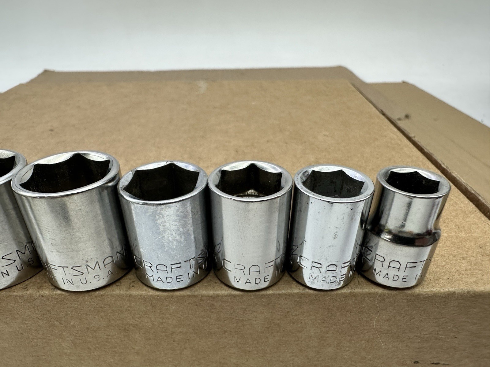 Craftsman USA 3/8 Drive SAE Socket Set 3/8-13/16 8pc 6PT G Vintage Very Good