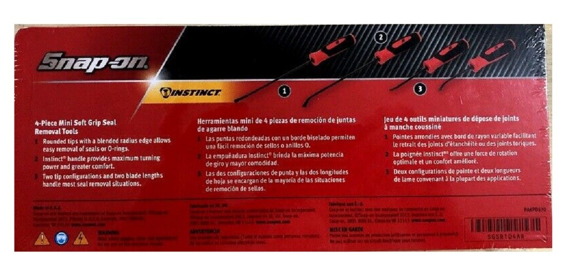 *NEW* Snap-on Seal Removal Set, SGSR104AR *RED SOFT HANDLES* BRAND NEW & SEALED!