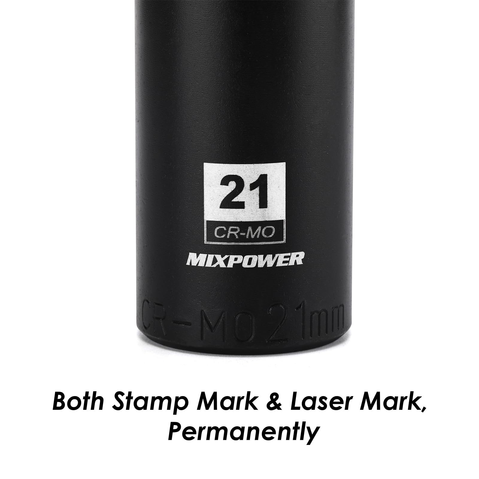 1/2 Inch Drive Deep Impact Socket, CR-MO, 21mm, 6 Point, Radius 21mm