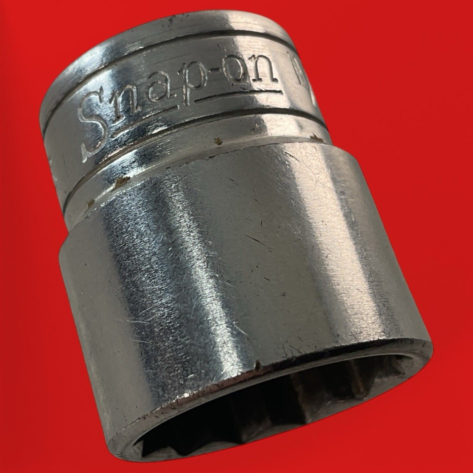 Snap-On Chrome Socket F-221 11/16″ SAE 12pt 3/8″ Drive Shallow USA Mechanic Tool