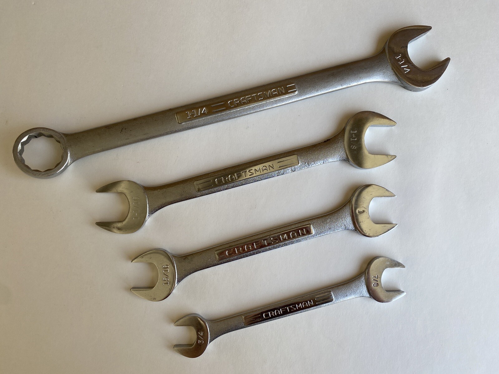 VINTAGE Craftsman USA 4 Pc SAE Comb. Wrench Set 1-1/14″ to 3/4″ V-44708 44586