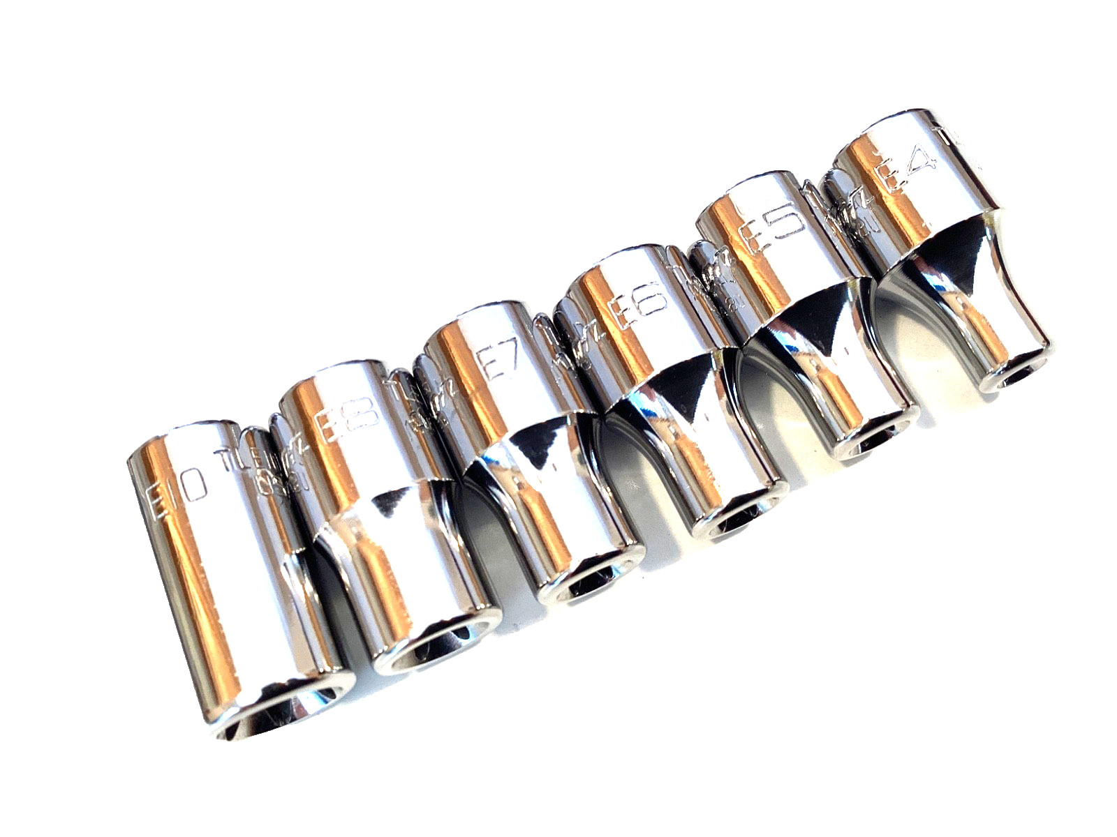 Snap On Tools 6 Piece 1/4” Drive E4 To E10 Shallow Torx Chrome Socket Set MINT