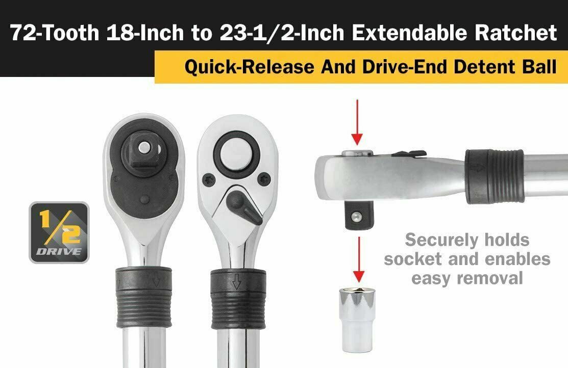 Titan 12073 1/2″ Drive Extendable Ratchet