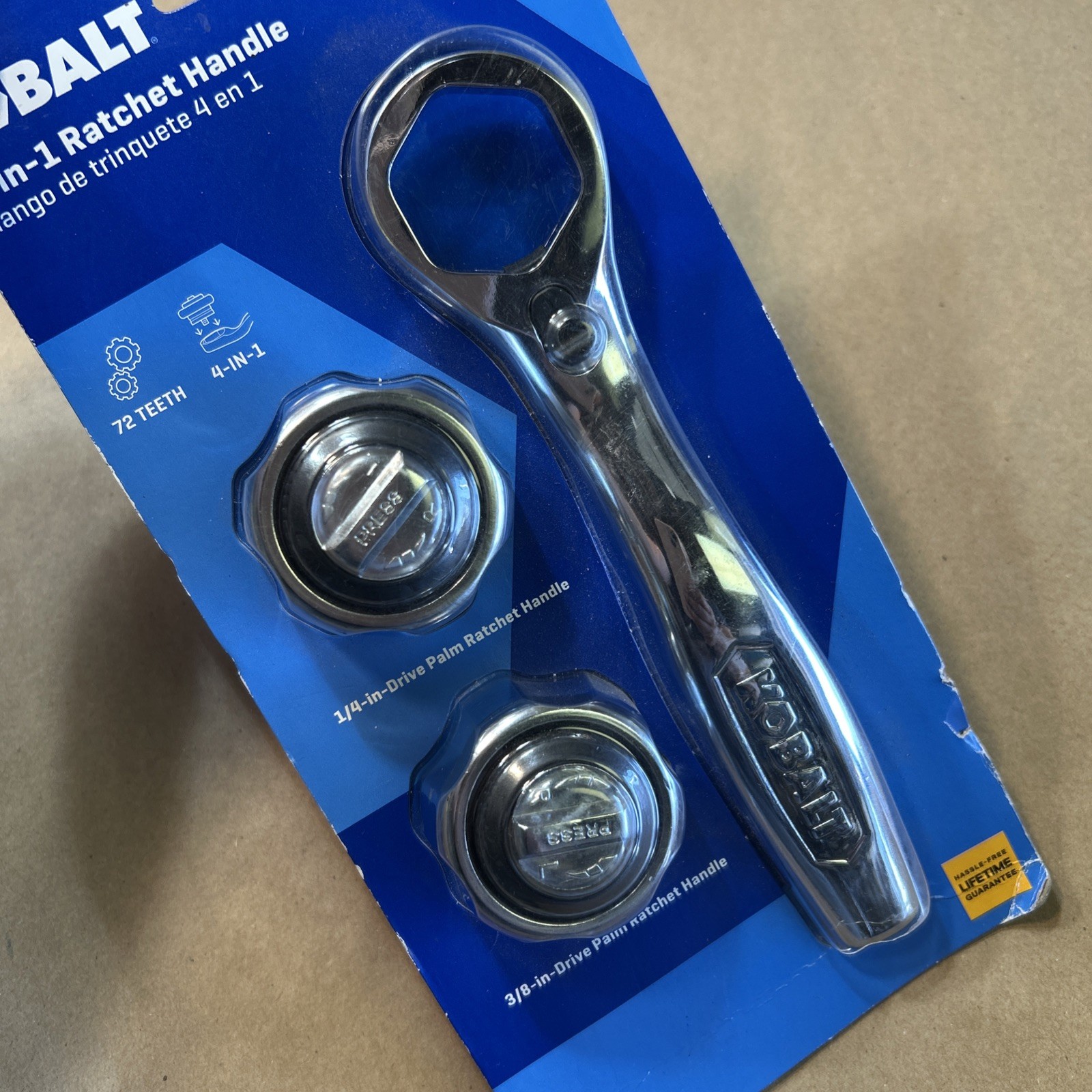 KOBALT 4-in-1 3/8 in & 1/4 inch Drive Palm Ratchet Wrench Handle Set # 5062986