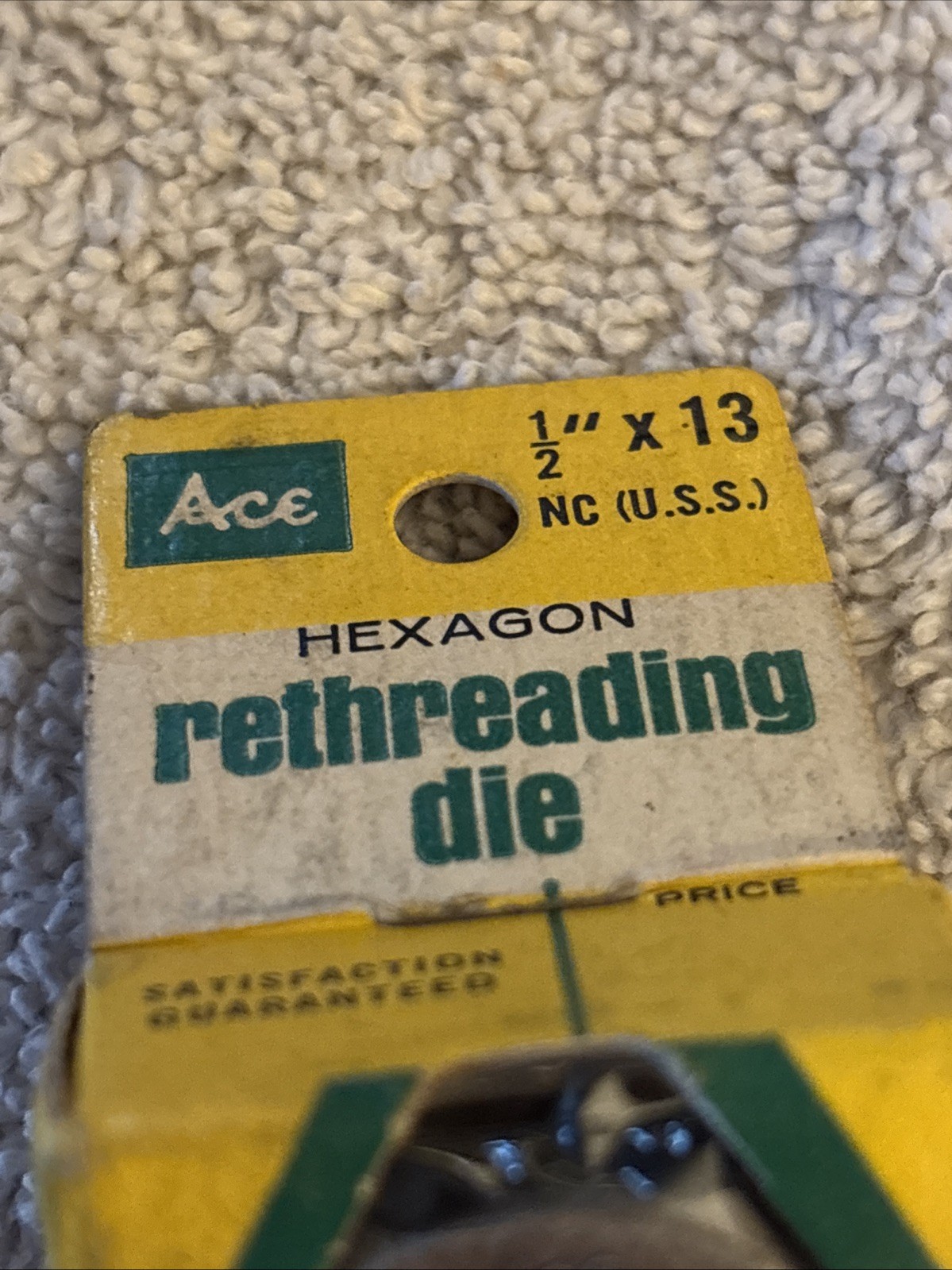 Vintage 1/2” Carbon Steel Hex Rethreading Die Ace Made In USA NOS Stock 231213