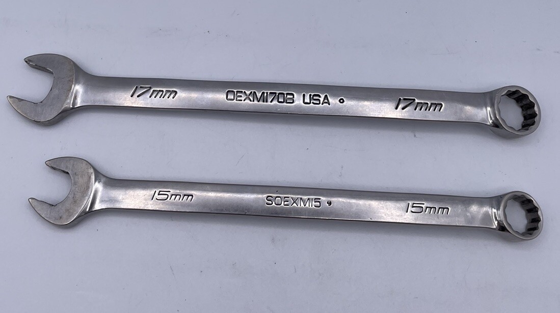 Snap On Flank Drive 12 Point Lot Of 2, 15&17mm SOEXM15-OEXM170B