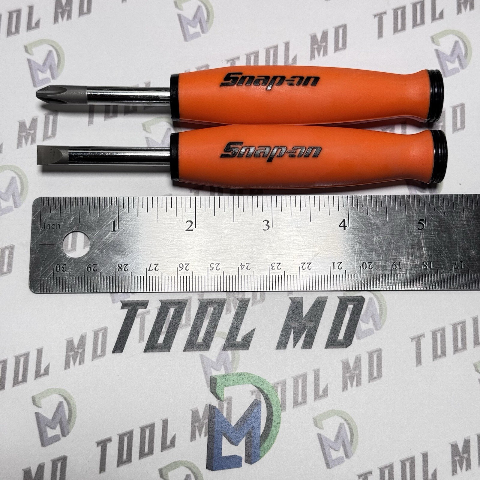 Snap-on Tools NEW CUSTOM REVERSE ORANGE Ratchet Handle Stubby Screwdriver Set