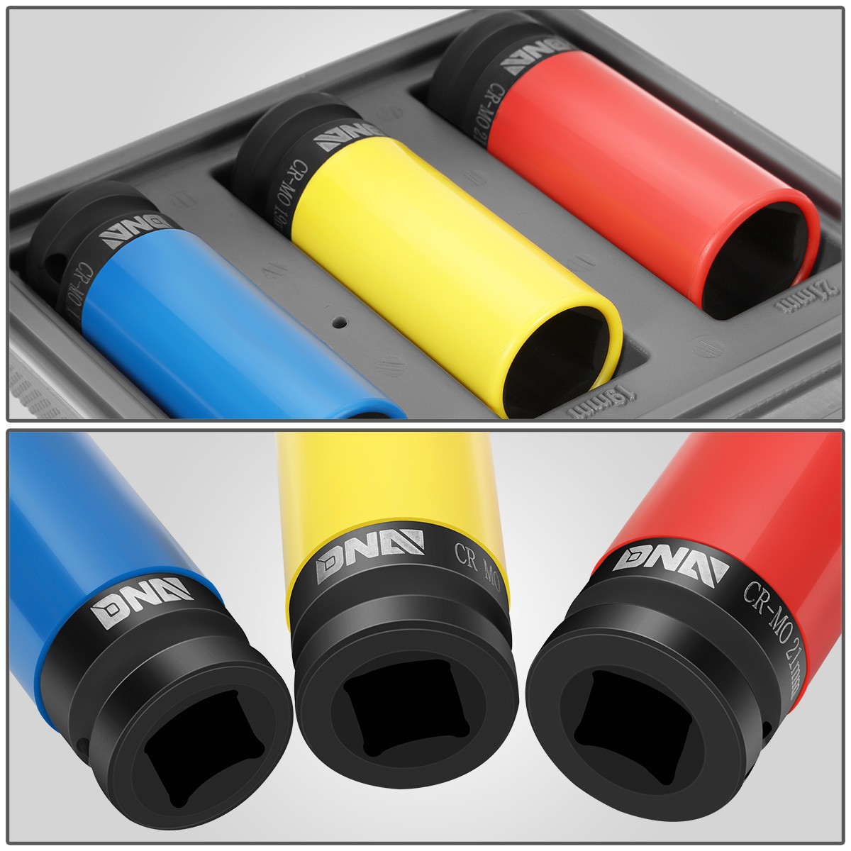 3Pcs 1/2″ Drive Deep Impact Wheel Protector Lug Nut Bolt Socket Set w/Carry Case