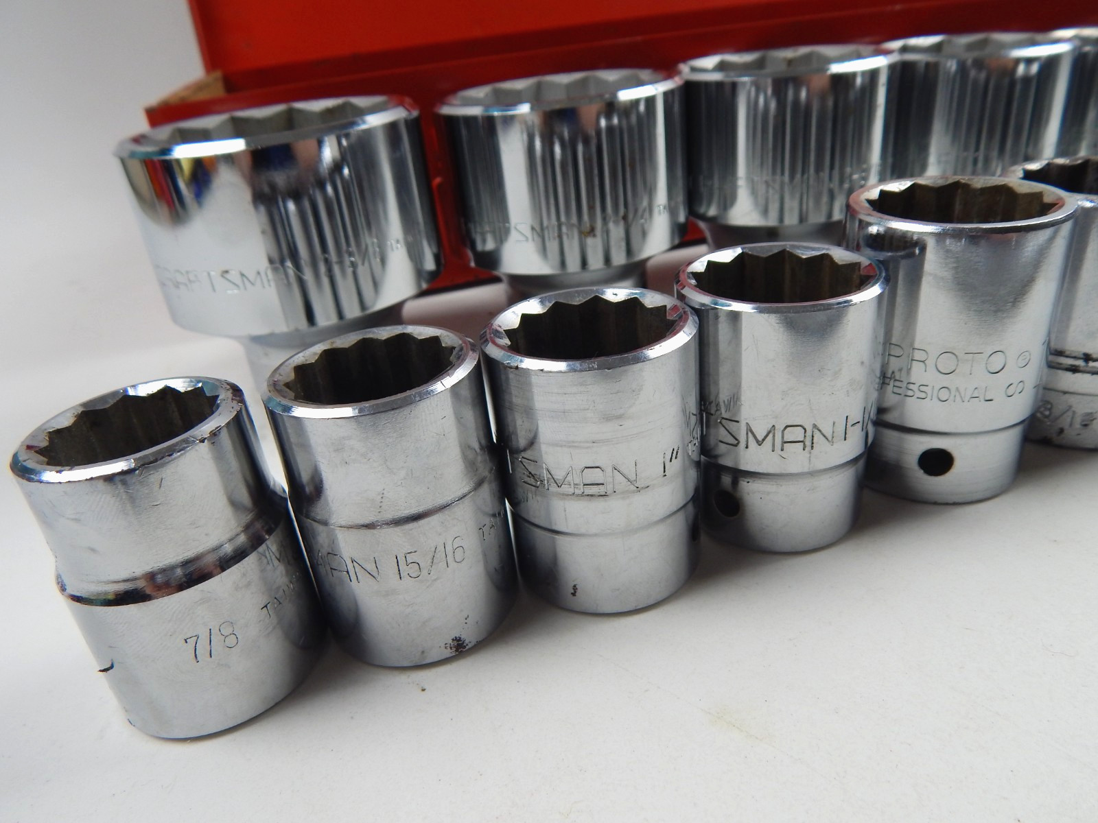 Craftsman Taiwan 3/4” Drive Socket Set 7/8” to 2-3/8” w/ Braker Bar & Case READ