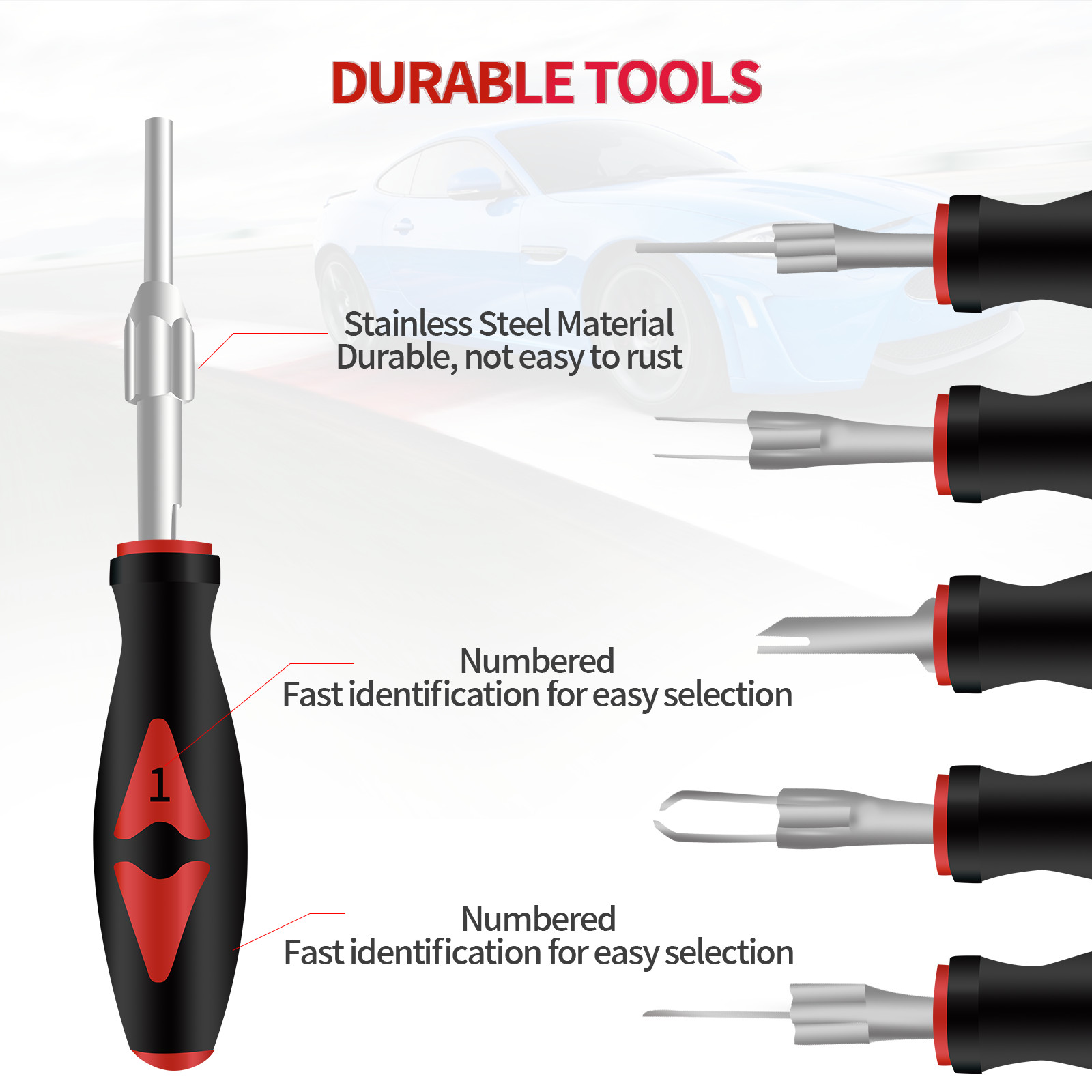 23x Terminal Removal Tool Kit with Stainless Steel Tips, Terminal Ejector Tool