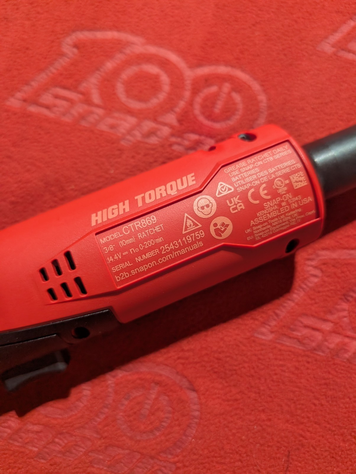SNAP ON BRAND NEW #CTR869 DB 3/8 EXTRA LONG HIGH TORQUE 14.4 RATCHET *TOOL ONLY*