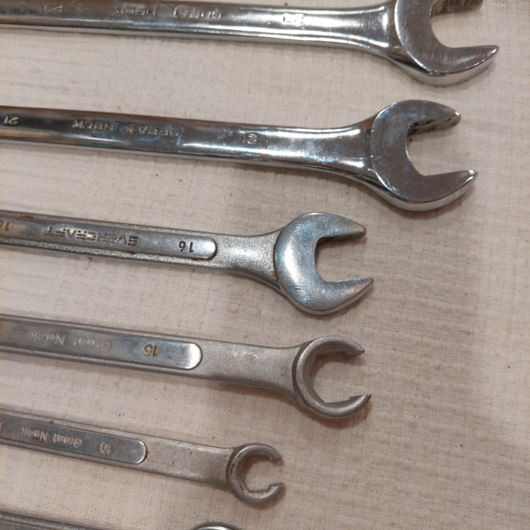 Nine Drop Forged Mixed Wrench Set 1/4in To 23mm Open End And 12 Point Box Ends