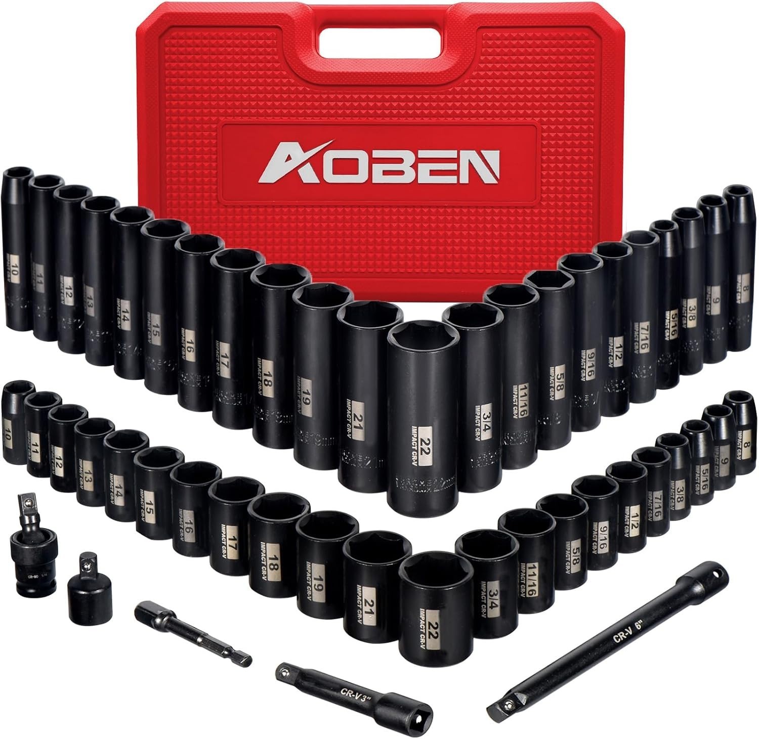 3/8-Inch Drive Impact Socket Set, 49 Pieces, Deep/Shallow