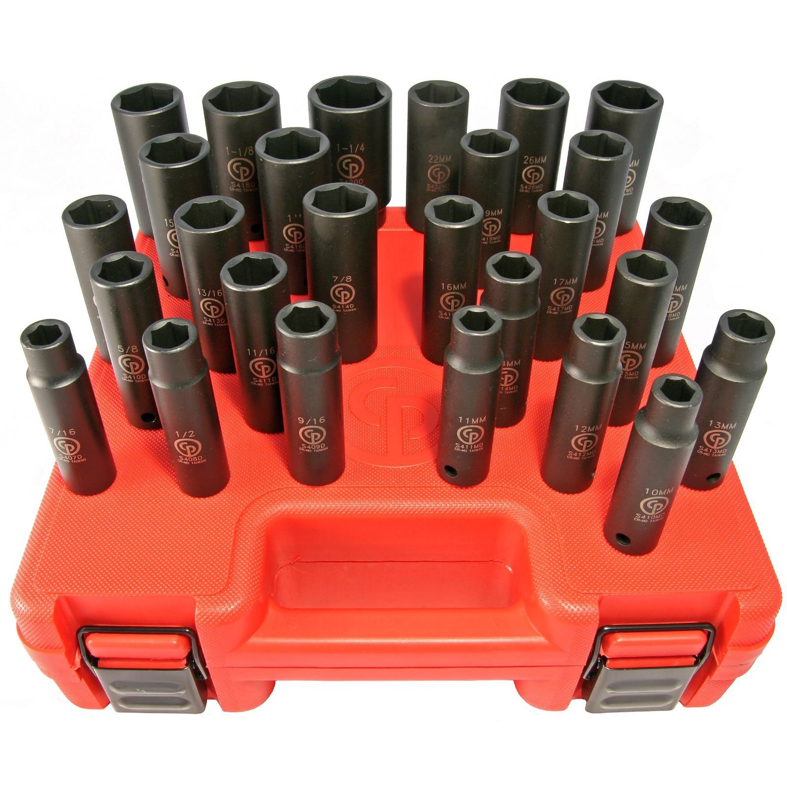 Chicago Pneumatic SS4229D – 1/2″ SQ, SAE & Metric, Deep, Imp Socket Set (29 PCS)