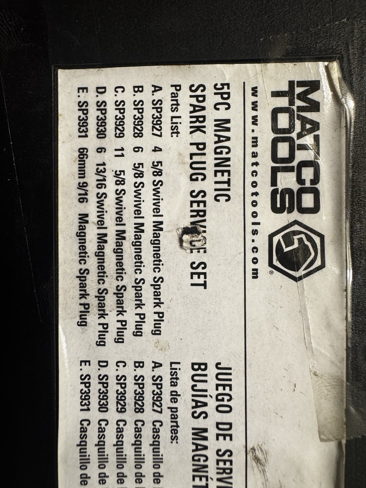 Matco Tools SPK5M Magnetic 5pc Spark Plug Service Set with Case