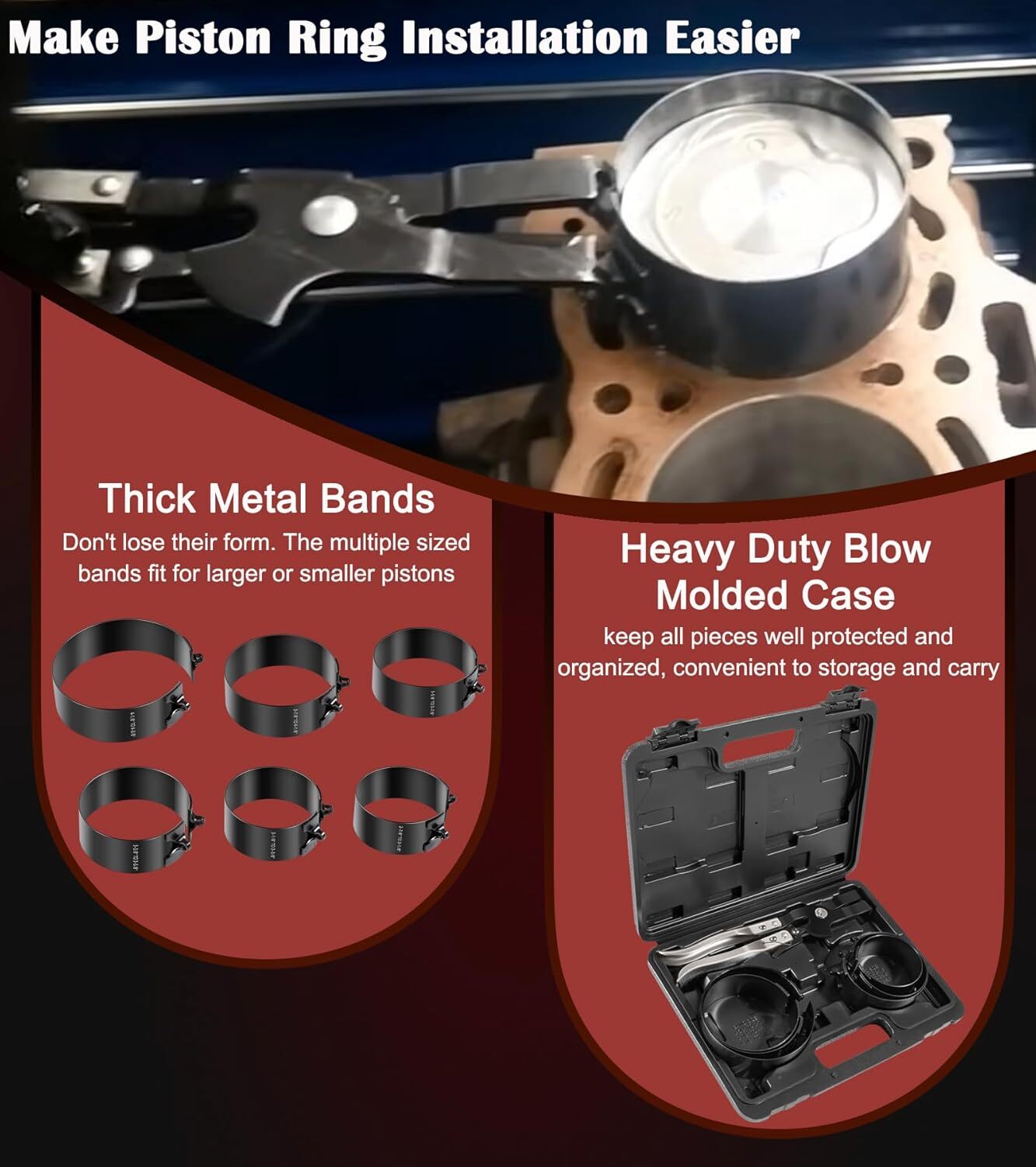 Piston Ring Compressor Tool Set 940387 Used for Car Engine,Vehicle Maintenance