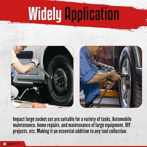 1/2″ Drive Deep Large Impact Socket Set, 9-Piece Spindle Axle Nut Metric 6 Point
