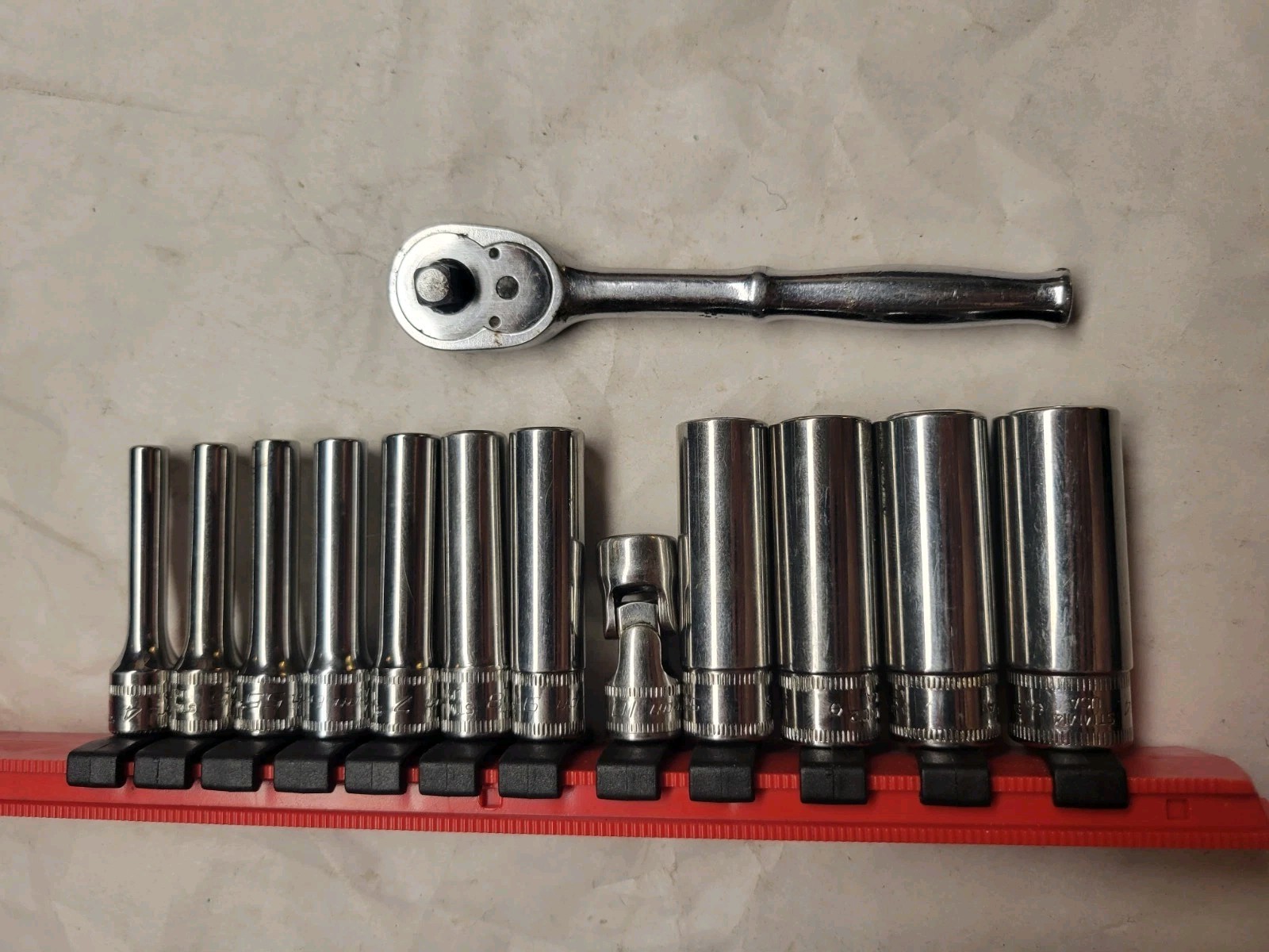 SNAP ON STMM SERIES METRIC DEEP 4MM-14MM 13PC 1/4″Dr ASSORTED 6&12PT SOCKET SET