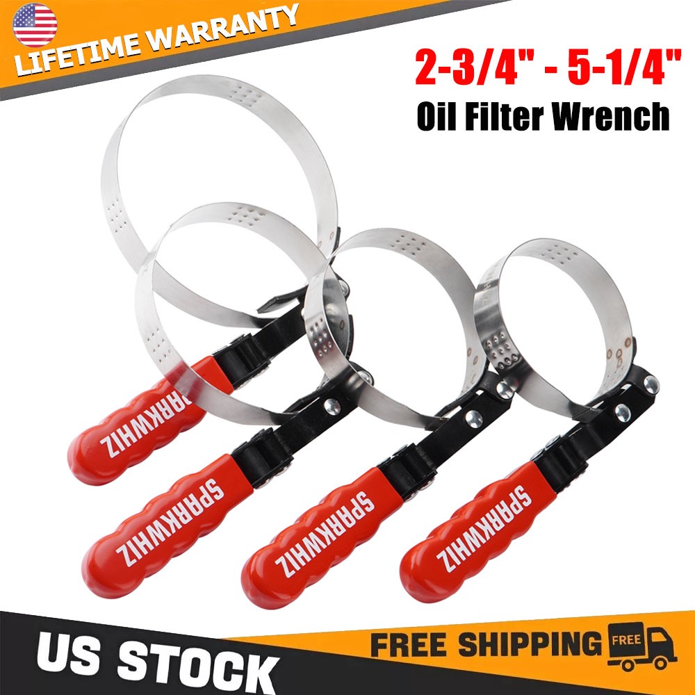 SPARKWHIZ Oil Filter Wrench Oil Filter Removal Tool Kit 2-3/4″ – 5-1/4″ 4 Sizes