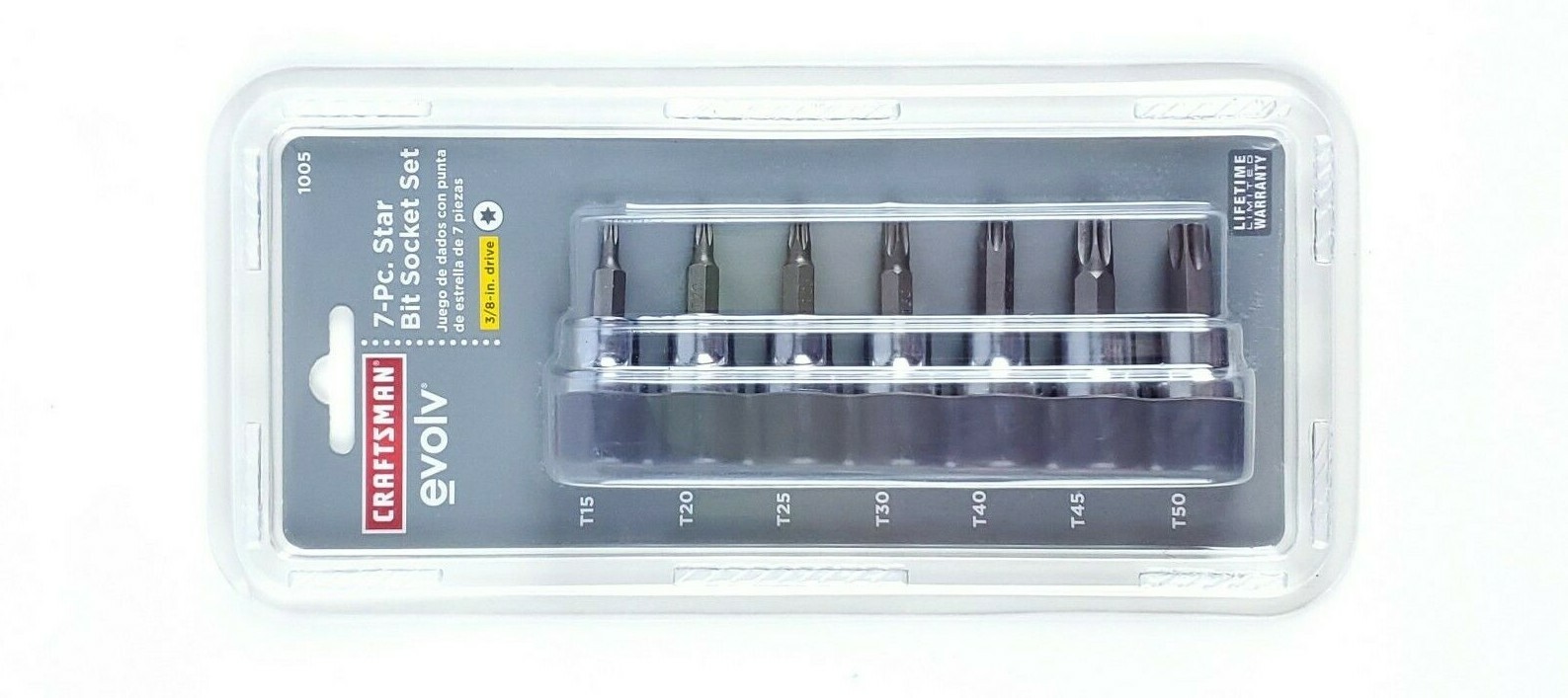 Craftsman Evolv Torx Star Bit Socket Set 3/8 – T15, T20, T25, T30, T40, T45, T50