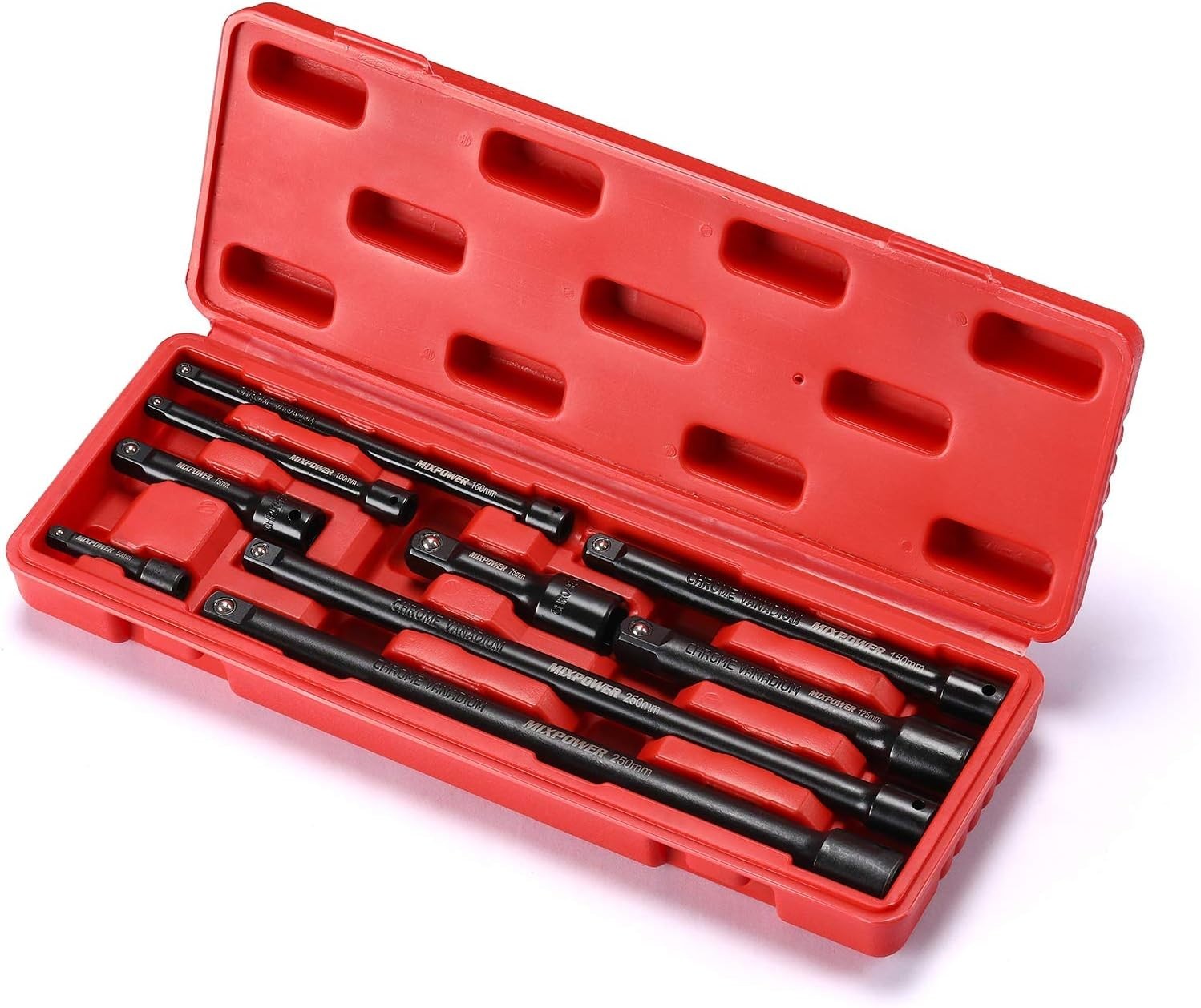 9-Piece Extension Bar Set, 1/4″, 3/8″ and 1/2″ Drive Socket Extension, Chrom…