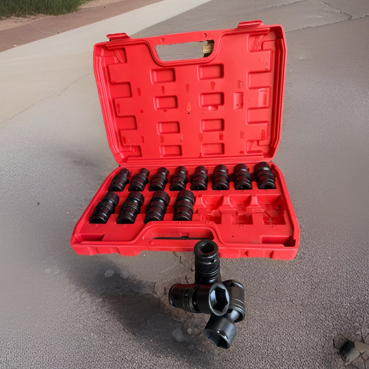 15PCS 1/2″ Dr. Shallow Swivel Universal Joint Impact Socket Set 10- 24mm 6Pts