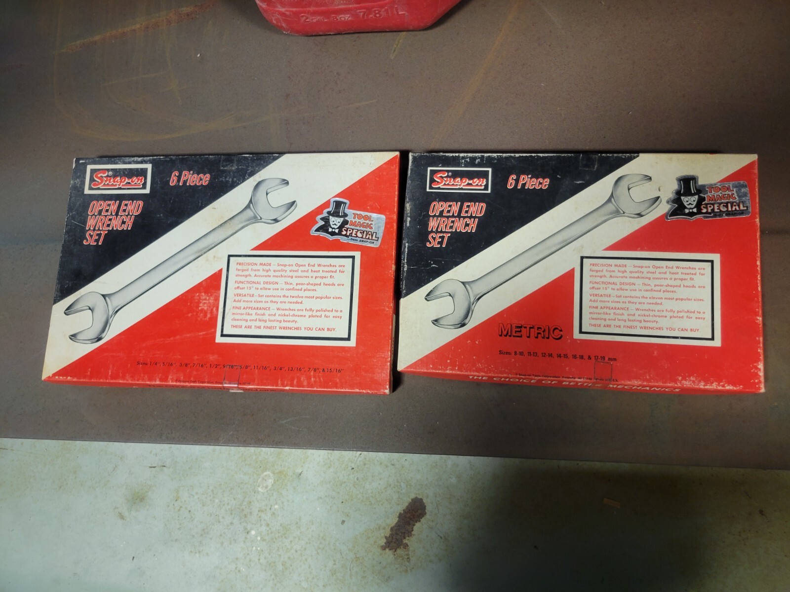Vintage Snap On USA metric & standard open end wrench set original box very rare