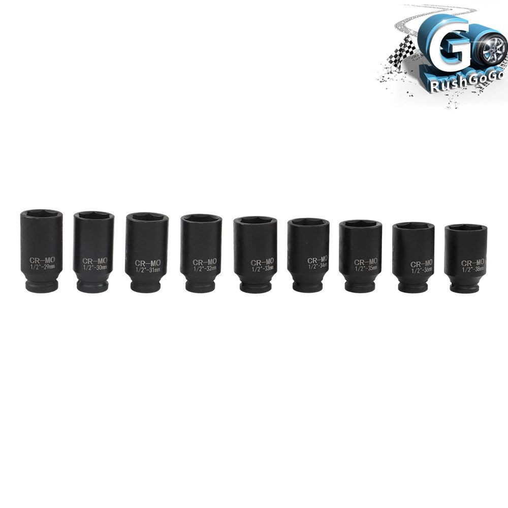 Deep Impact Socket Tool 9PCS Set 1/2″ Drive Metric Axle Hub Nut Socket 29-38mm