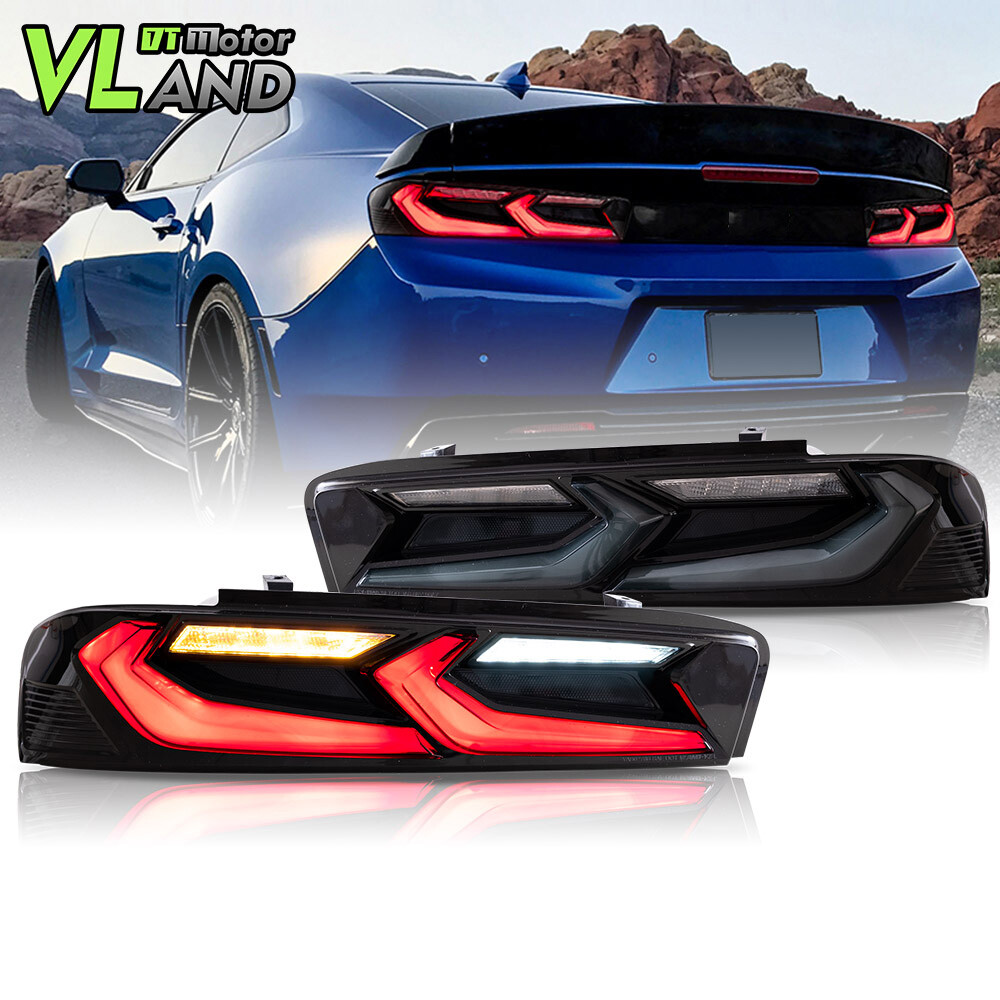 Set VLAND FULL LED Tail Lights For Chevy Camaro 2016-2018 DRL Smoked Rear Lights