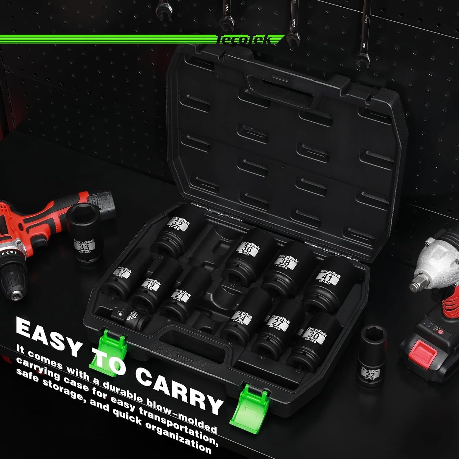 3/4″ Drive Deep 6Point Impact Socket Set, 13Piece Jumbo Assortment, CrMo, Met…