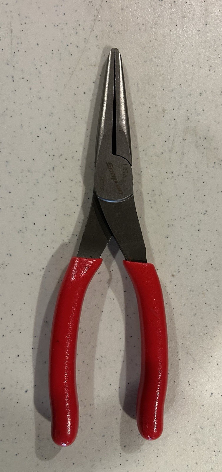 NOS. Snap On 8″ Needle Nose Pliers Red Soft Grip Handle 96CF USA