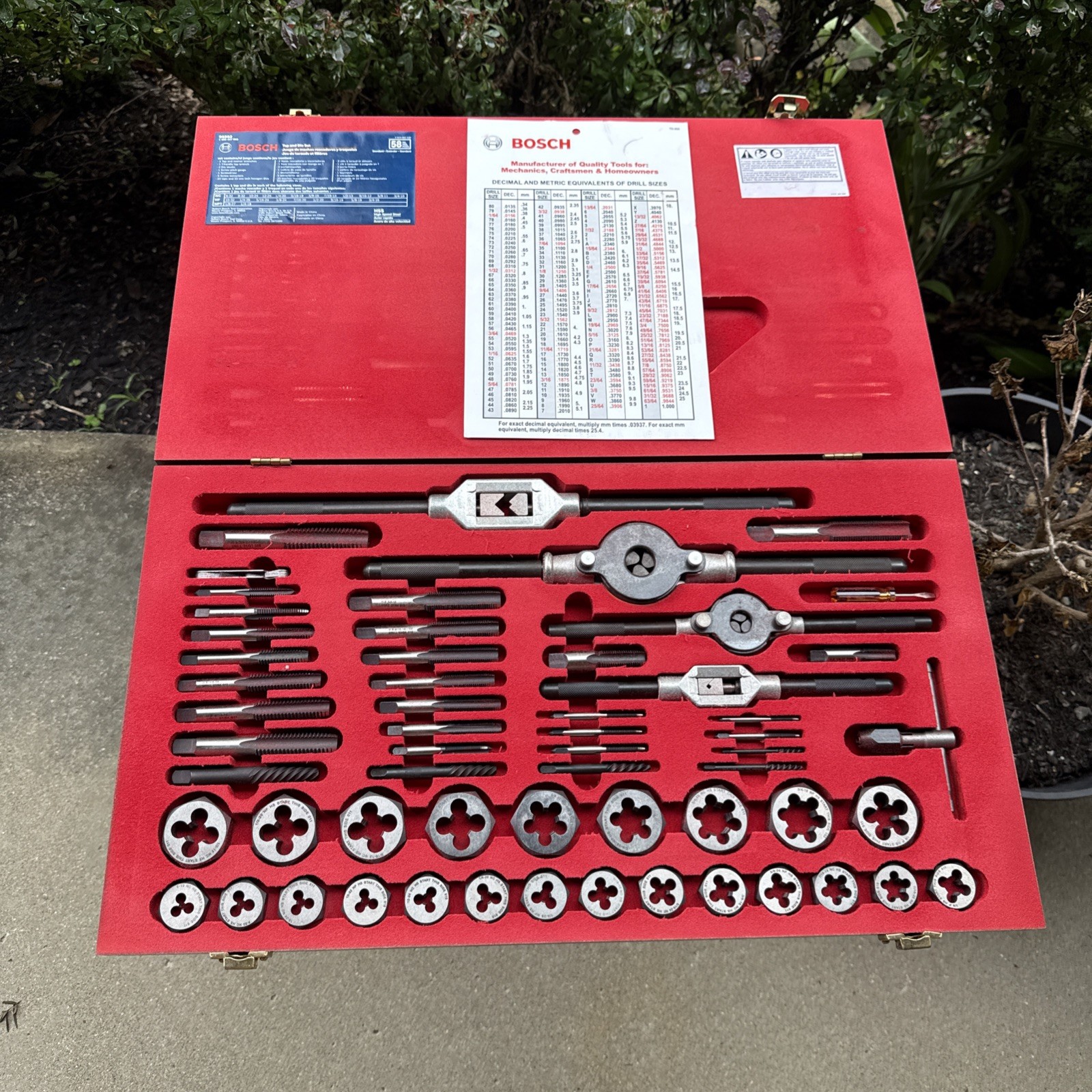 Bosch 96502 HSS High Speed Steel 58-Piece Tap & Die Set (COMPLETE)