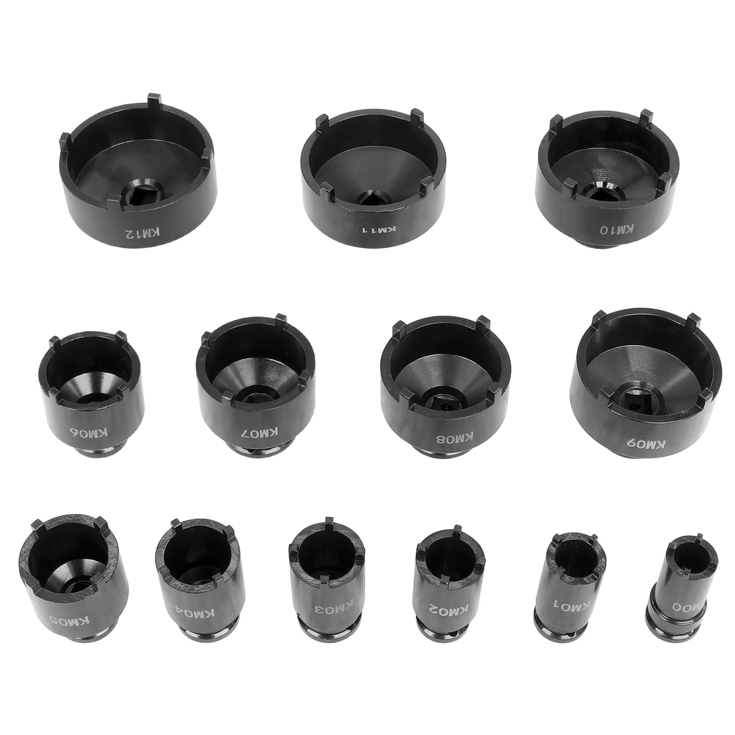 13pc Spindle Nut Socket Set 1/2” Drive KM Groove Locknut Hub Removal Tool Kit