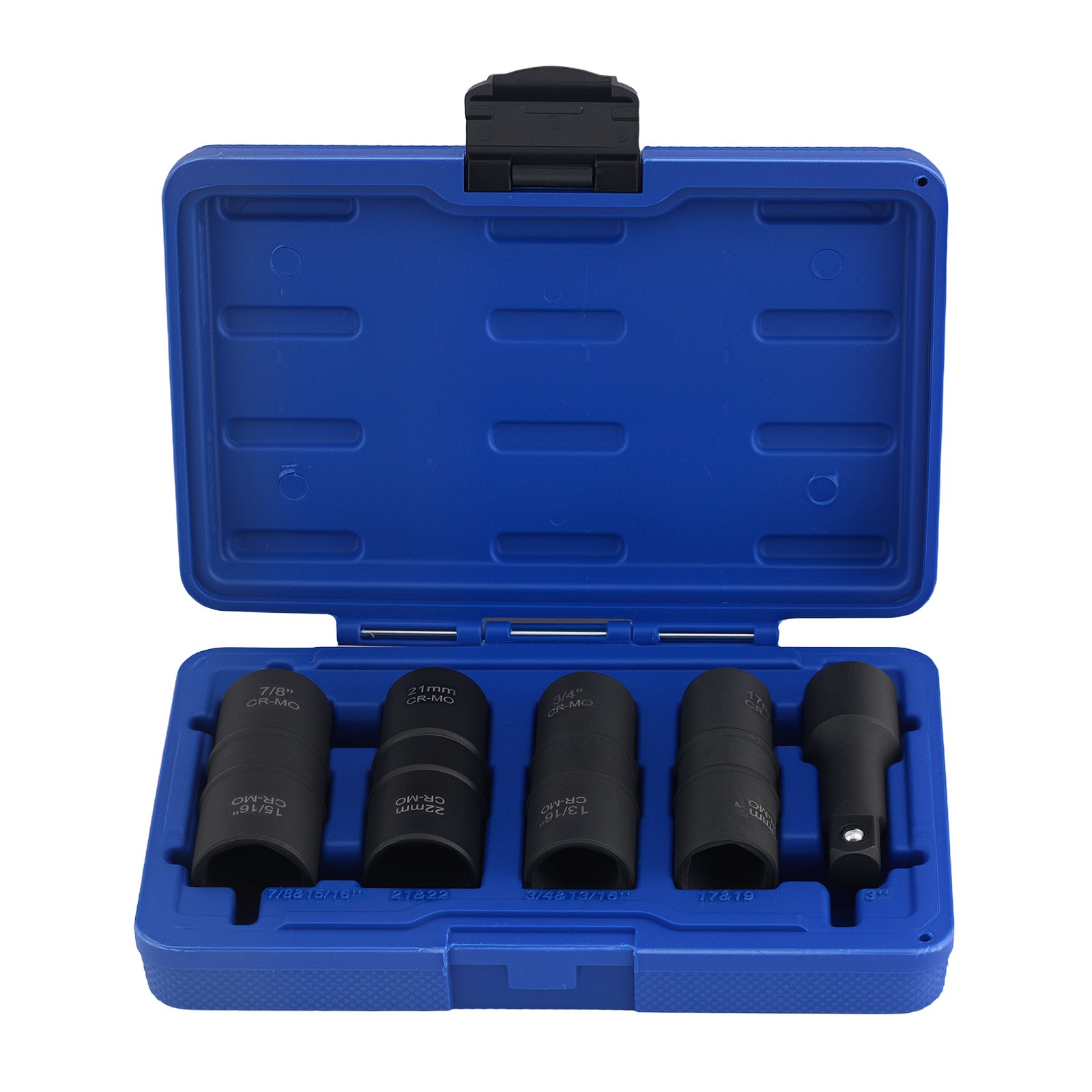 1/2″ Drive 5PC Impact Flip Socket Set 17mm 19mm 21mm 22mm 3/4″ 7/8″ CR-MO Bar