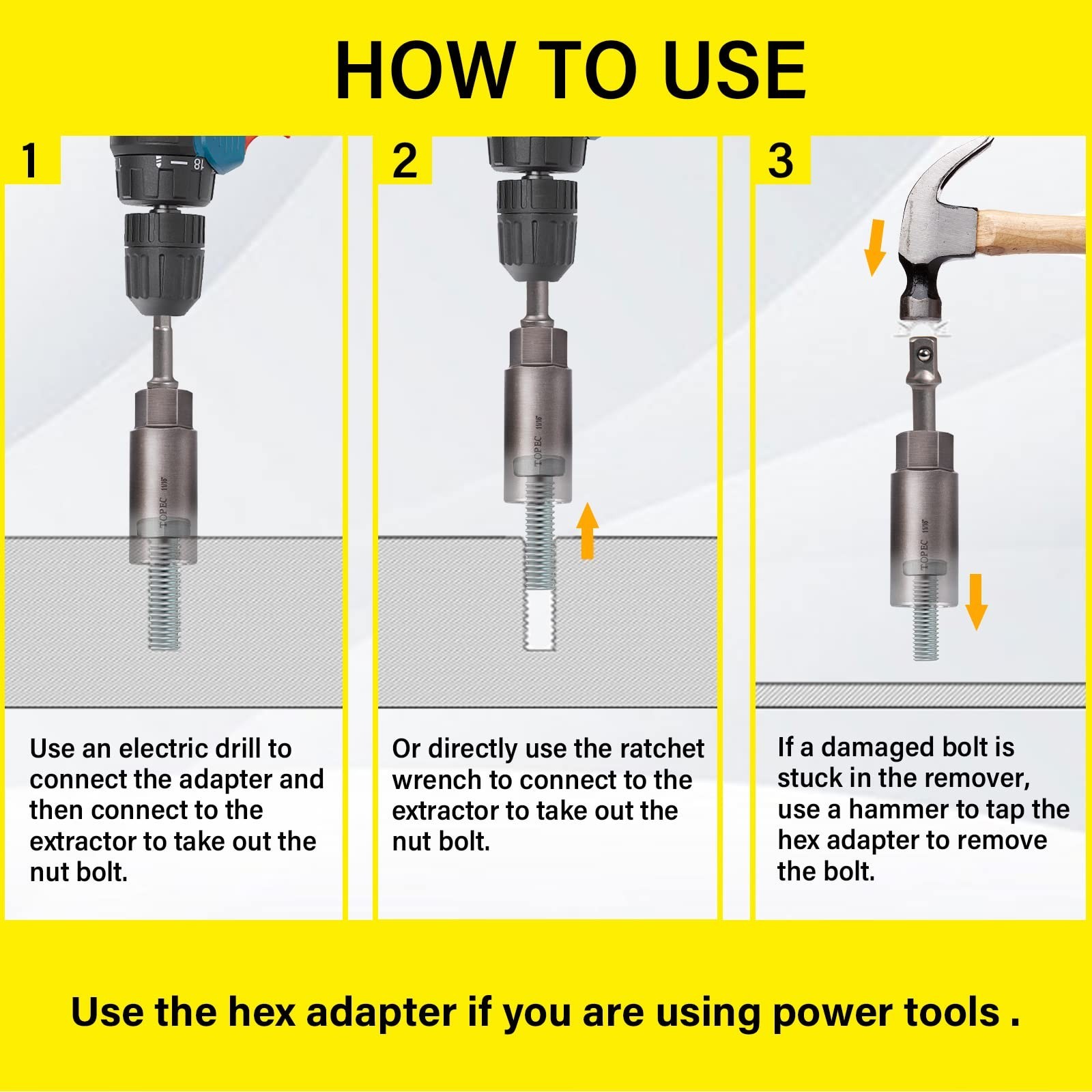 Topec 5-Piece Spiral Type Deep Extractor Set, Spark Plug Easy-out Set, for Re…