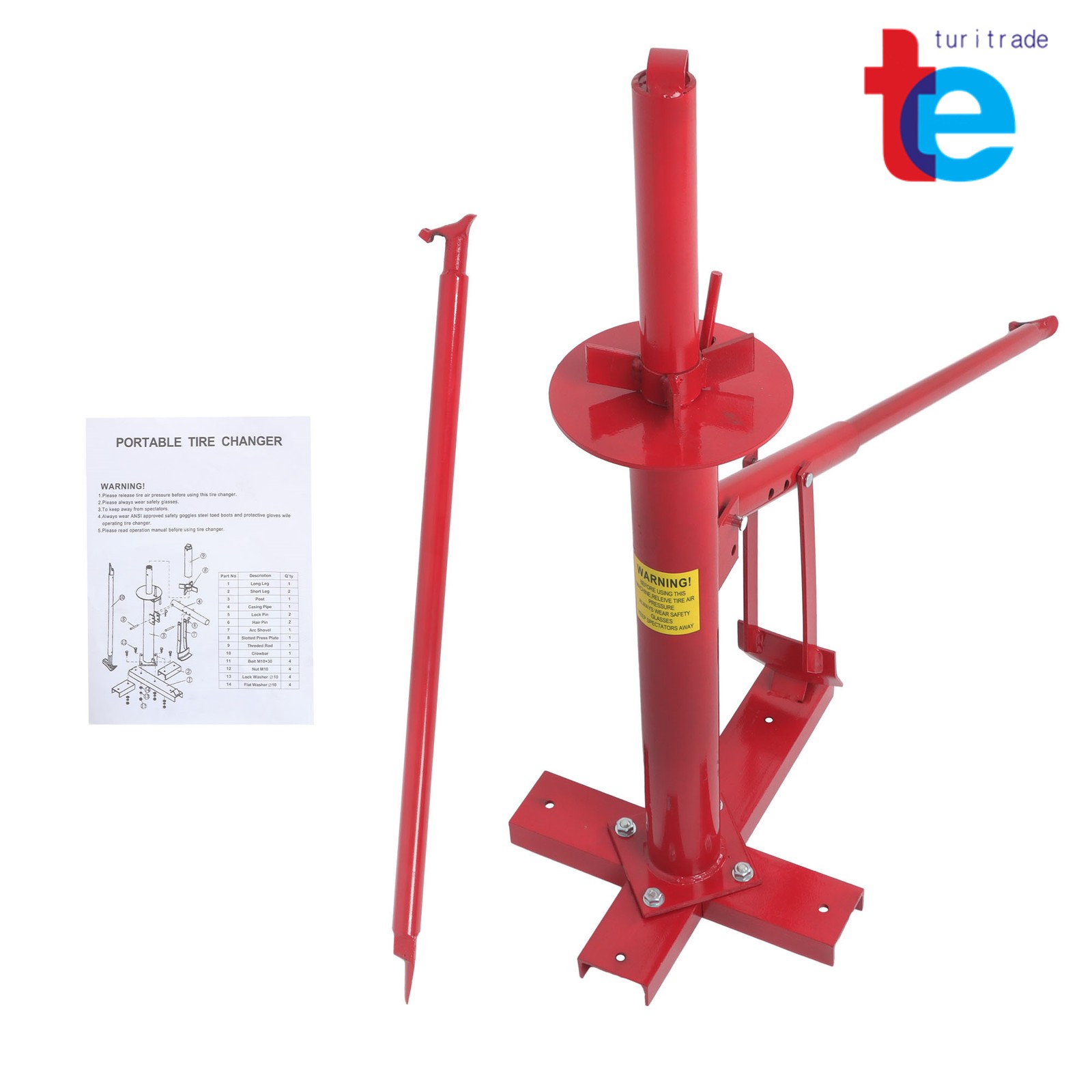 Portable Hand Tool Tire Bead Breaker Manual Tire Changer For 8” to 16” Tire
