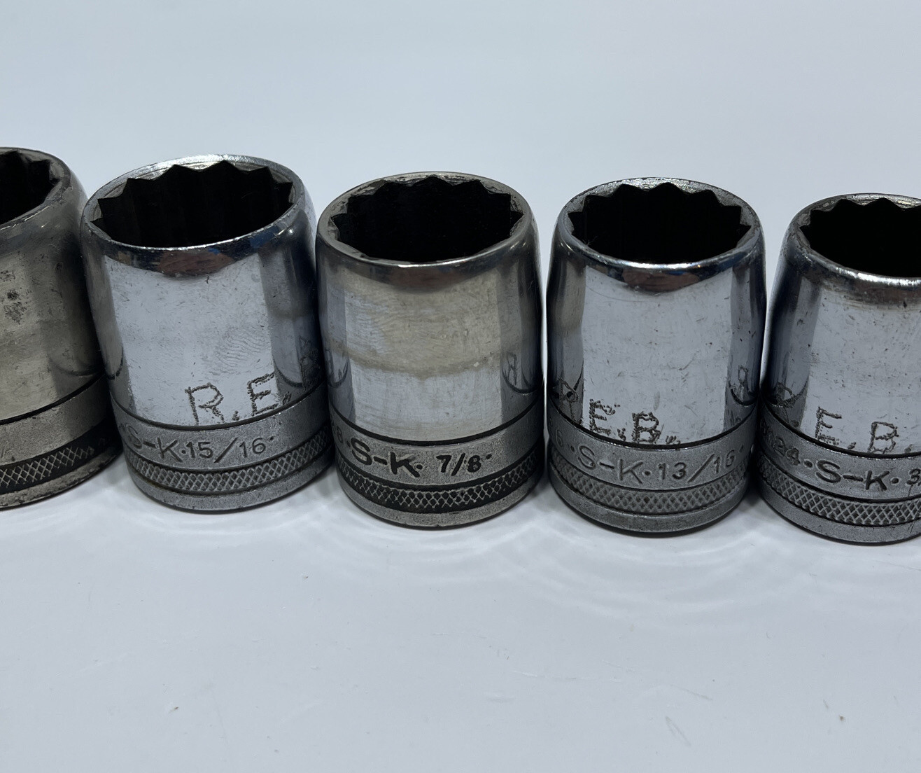 Lot of 9 SK Hand Tools 12 Point 1/2in Drive Socket Set 5/8in – 1-1/8in