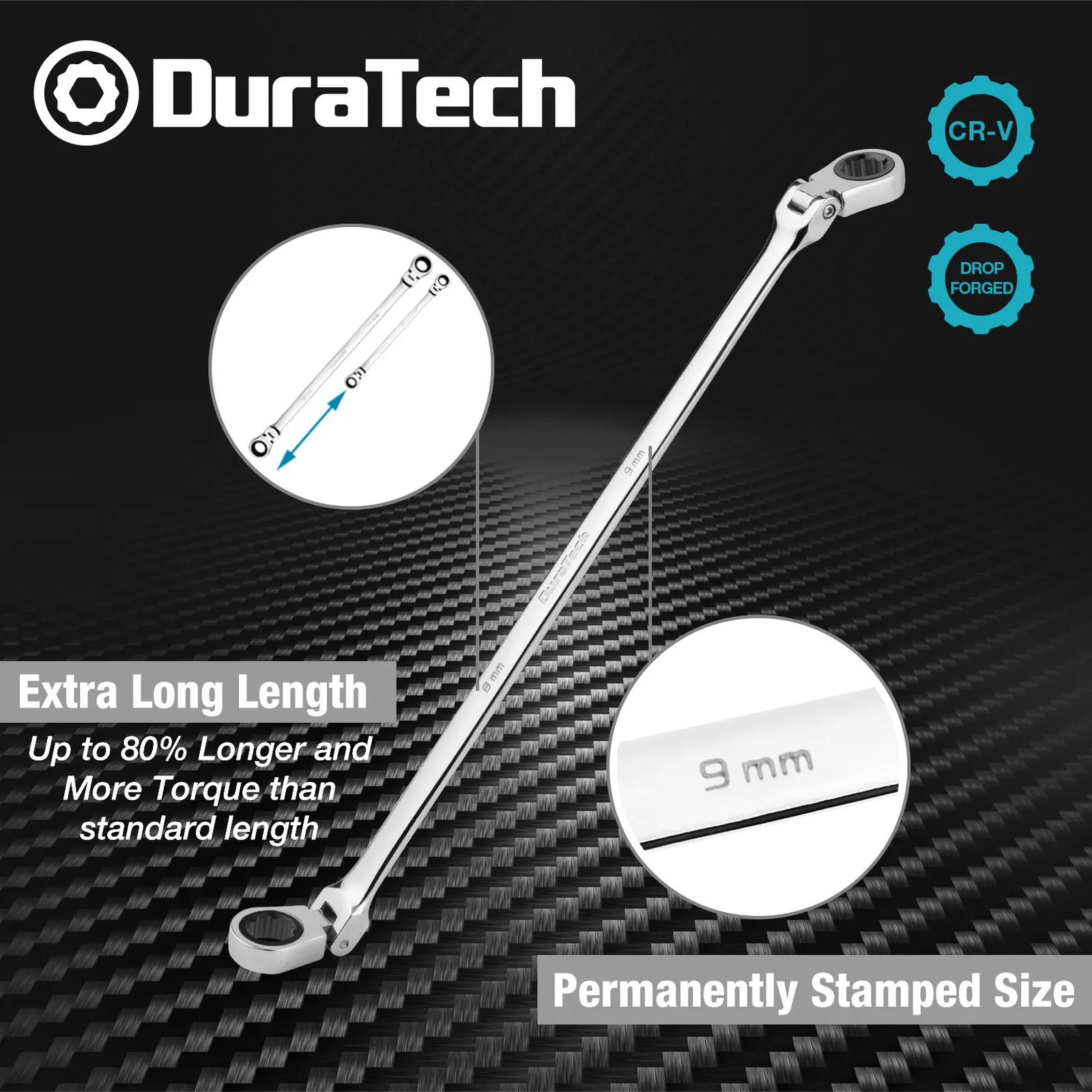 Extra Long Flex-Head Ratcheting Wrench Metric CR-V Steel Father’s Day Gift