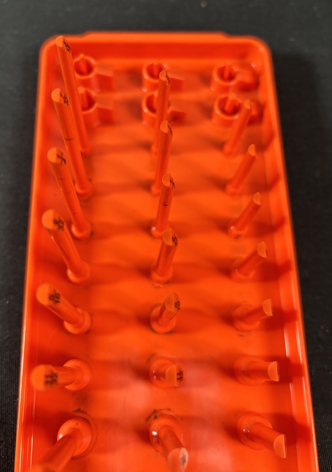 Snap On Tools KA143FROR ORANGE SAE 1/4″ Post 3-Row Socket Tray Storage USA