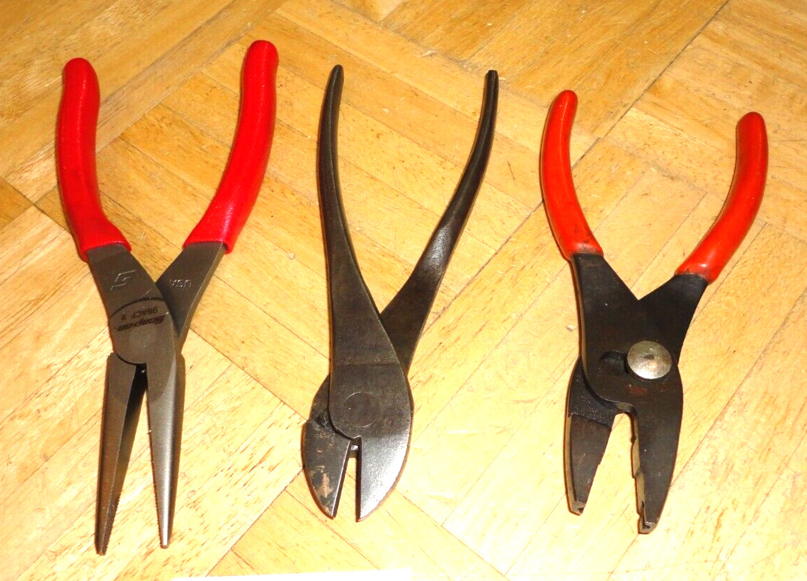 SNAP-ON TOOLS 3 PIECE HOSE CLAMP, NEW NEEDLE NOSE PLIERS, DIAGONAL CUTTER