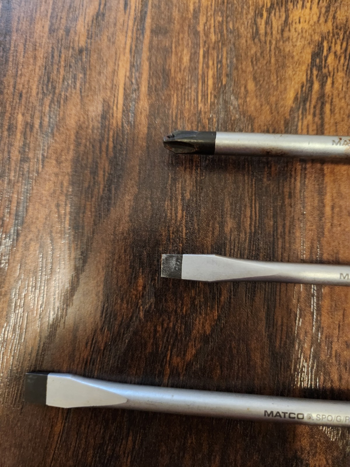 Lot of 3 Matco Screwdrivers – #3×6″ Phillips – 6×5/16″ and 8×3/8″ Flathead