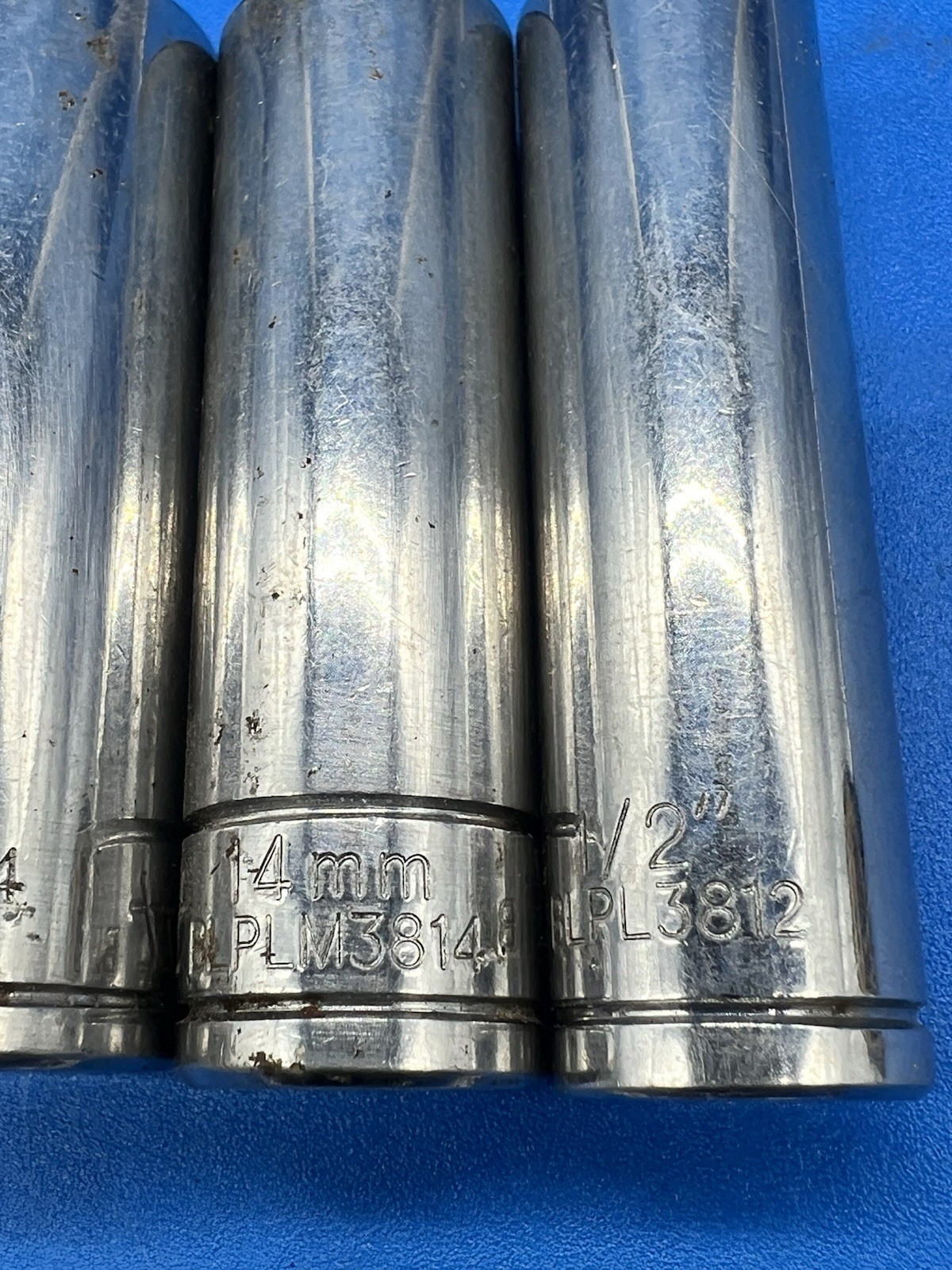 BLUE-POINT BY SNAP-ON – Lot Of 3 Deep Sockets,3/8″ Drive,12pt, 3/4, 14mm, 1/2