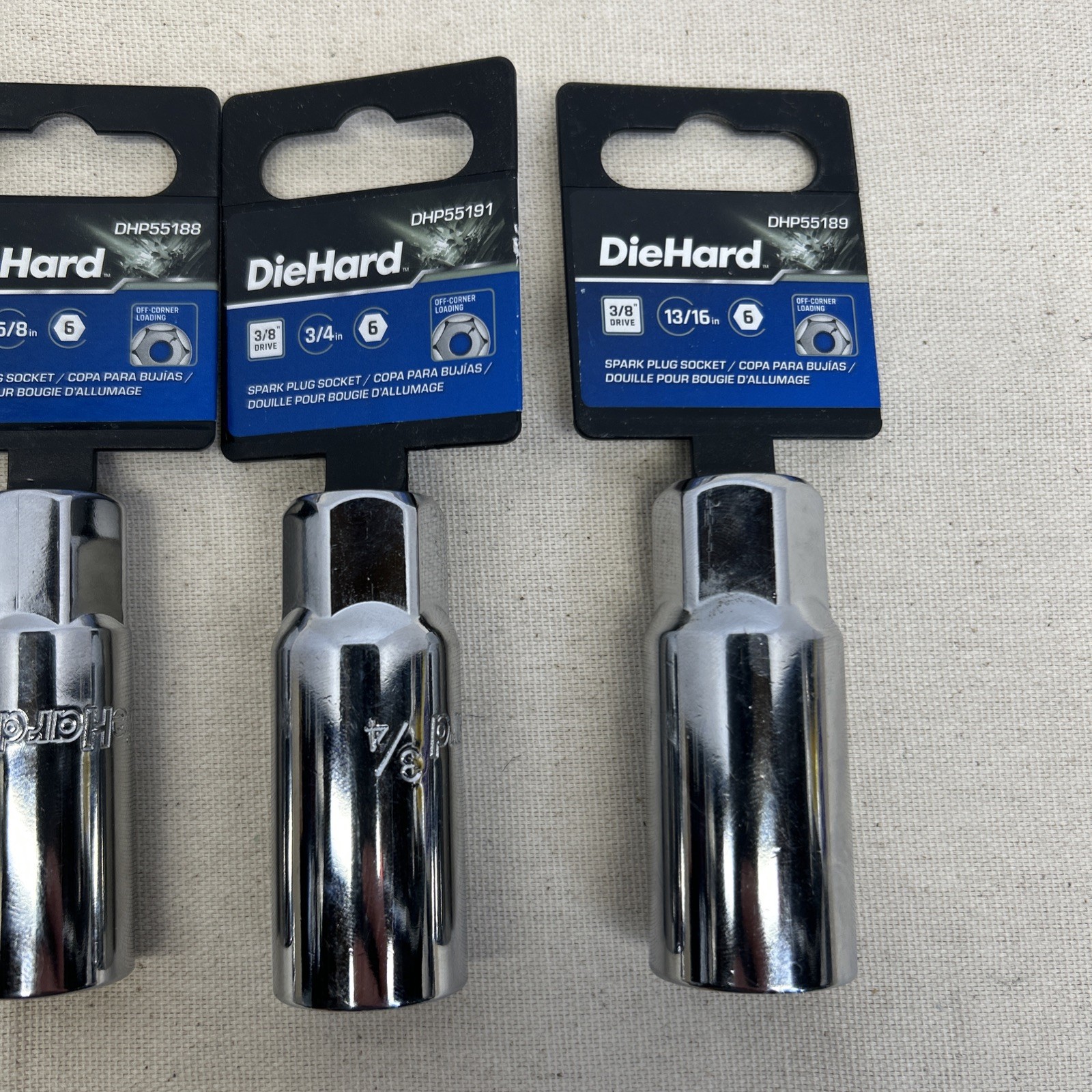 DieHard 3/8 Drive 4 Piece Spark Plug Socket Set 9/16, 5/8, 3/4, 13/16