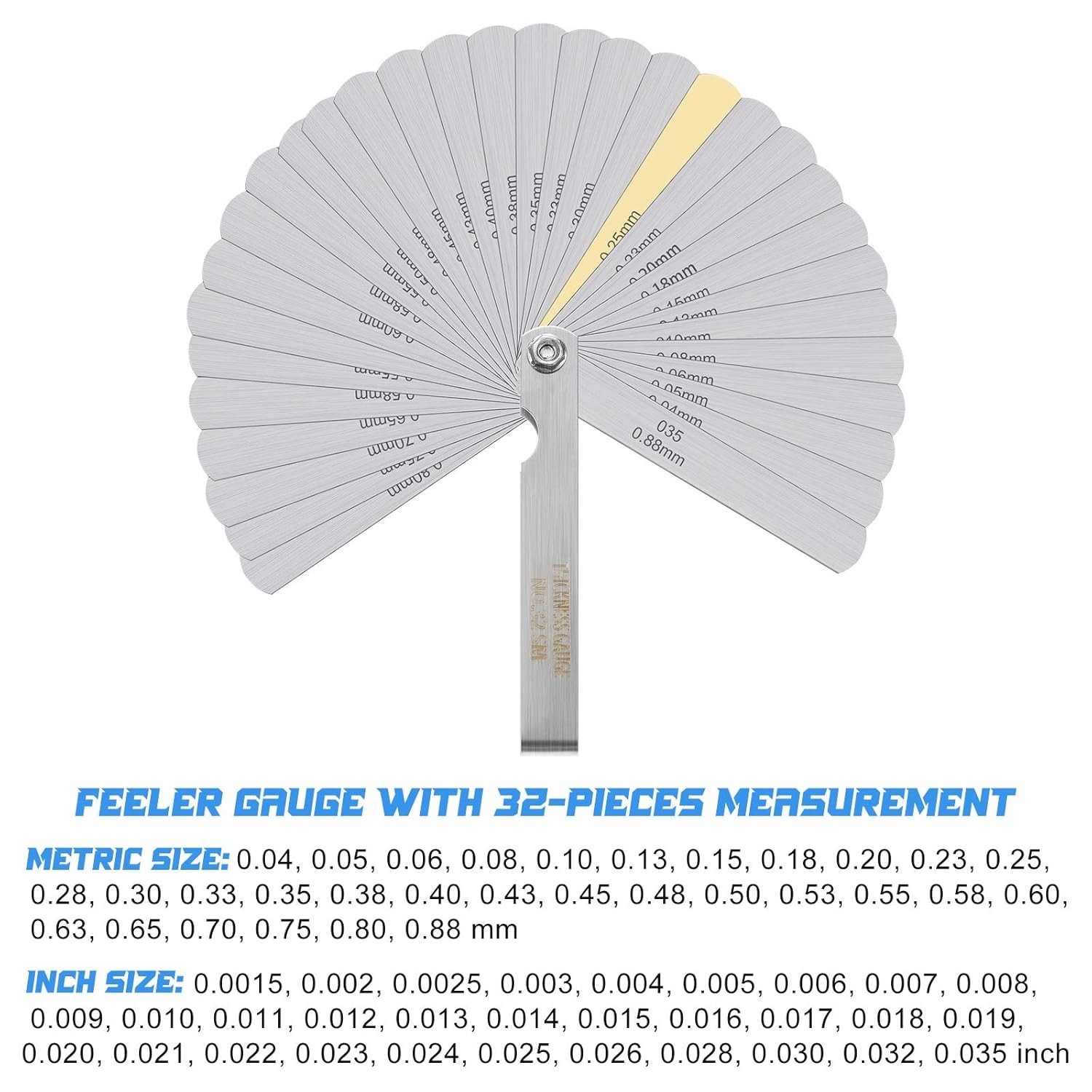 3-Piece Foldable Feeler Gauge Set: Durable Manganese Steel with Metric & Inch