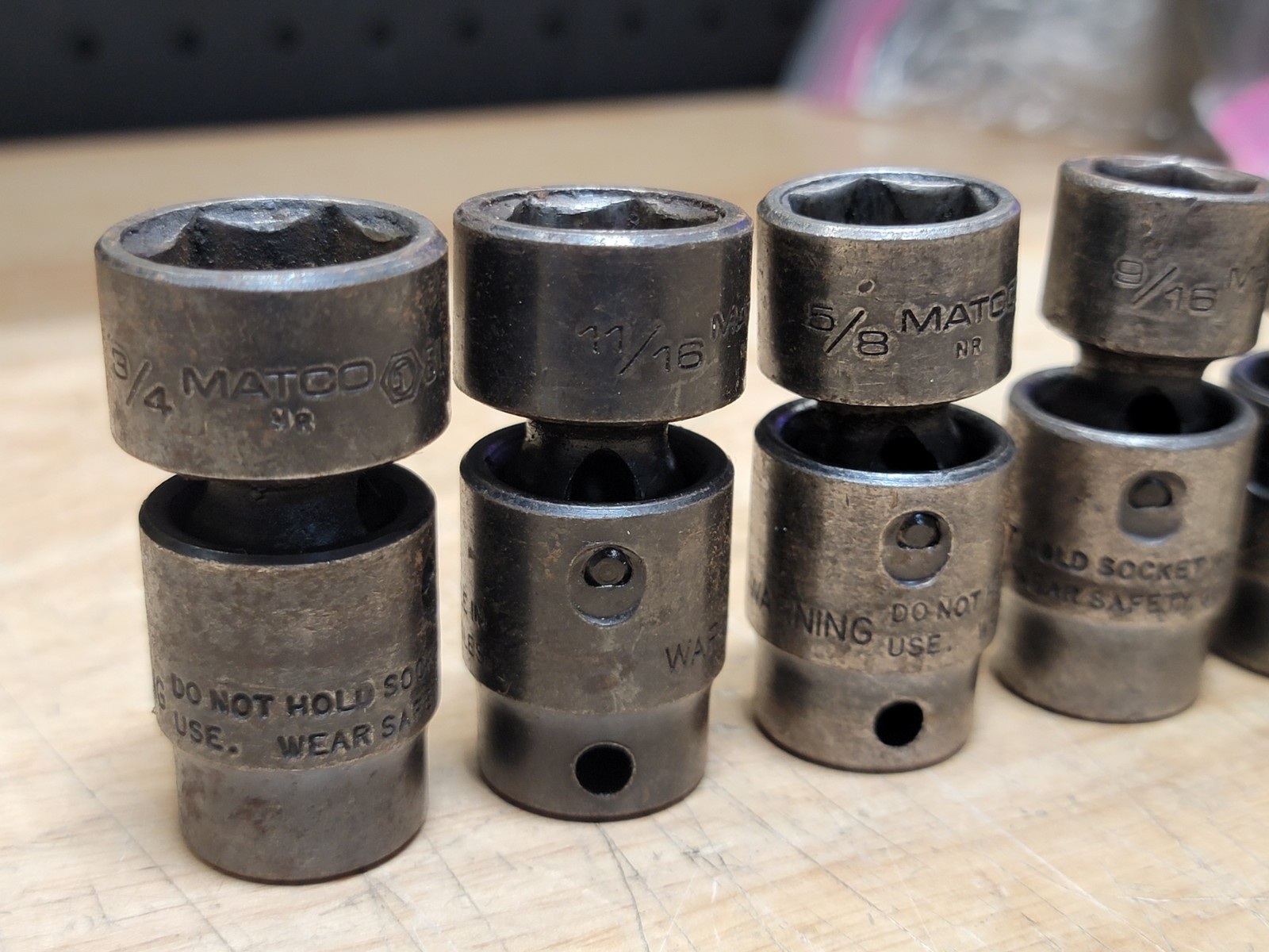Matco SAE Universal Swivel Impact Socket 7pcs. Set 3/8″ Drive 6 Point