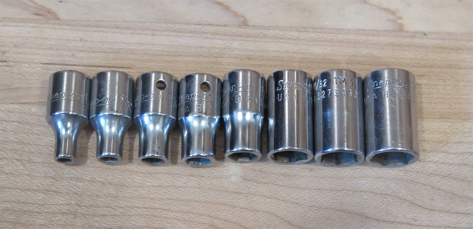 Snap-On 1/4″-Drive 6pt SAE Sockets – 1/8″-3/8″ TM02/5/6/7/8/10/11/12