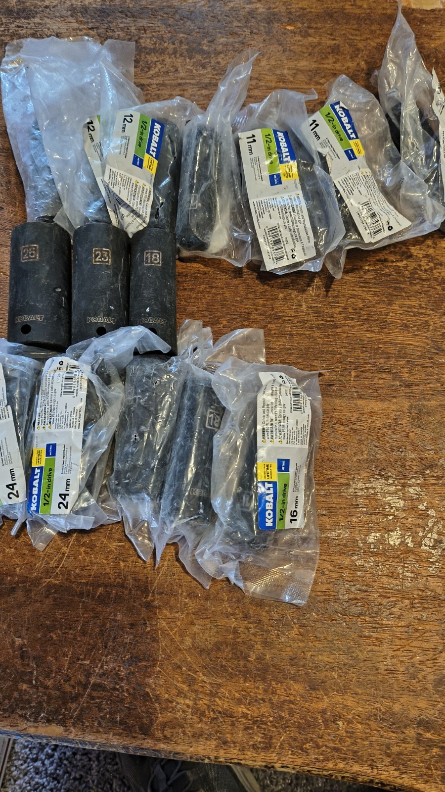 Lot Of 15 Kobalt Deep Impact Sockets Metric 1/2″ drive